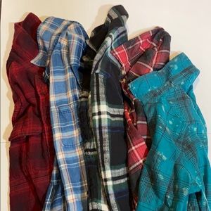 4-Women’s American Eagle Flannel LS Shirts Size XS